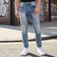thumbnail image 2 of QQZ Slim Straight Jeans Men, Acid Wash Faded Denim Pants for Street Walk, Daily Shopping and Casual Outdoor Activities, 2 of 8