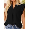 thumbnail image 2 of Weardear Womens Summer Tops Casual V Neck Ruffle Short Sleeve Dressy Solid Blouses, 2 of 5