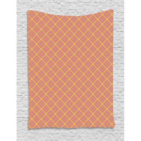 Colorful Tapestry, Diagonal Rhombus Lines with Digital Torn Paper Effect Pinstripe Tile Spring Theme, Wall Hanging for Bedroom Living Room Dorm Decor, 40W X 60L Inches, Multicolor, by Ambesonne