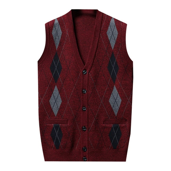 VBARHMQRT Wool Trench Coat Men Mens Coats and Jackets Mens Autumn and Winter Fashion Casual Pullover Color Matching Knitted Sweater Vest