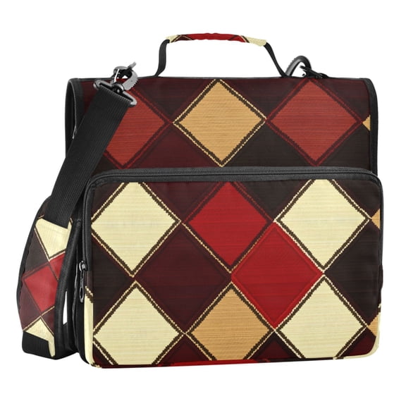 ALAZA Zipper Binder Brown Checkered Plaid Pattern 3 Ring Trapper Keeper File Folder Organizer Bag