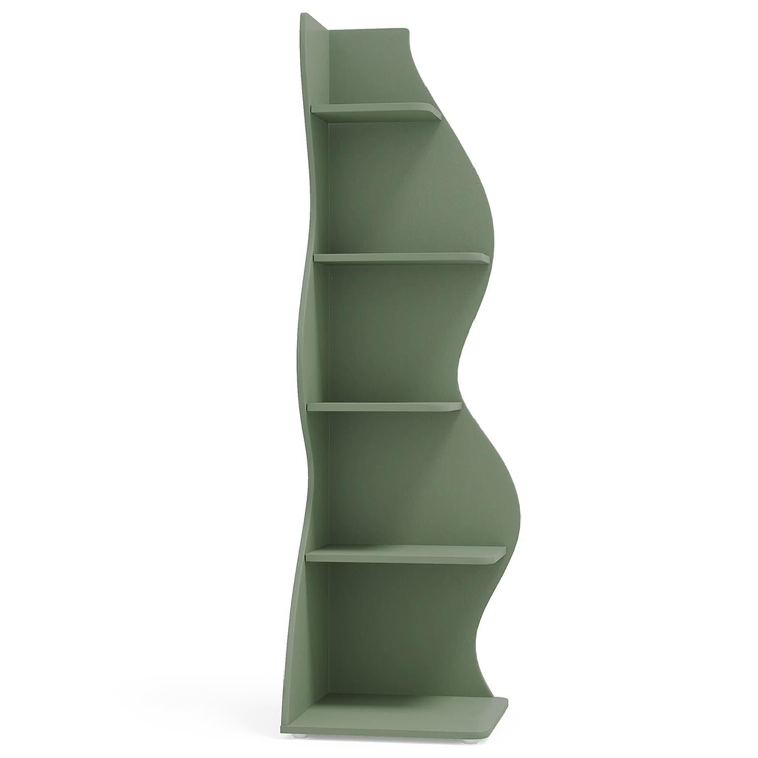Demi Bonn 5-Tier Corner Bookcase, Wood Bookshelf Storage Organizer, 70" Tall Display Standing Shelf Unit for Bedroom, Living Room, Green
