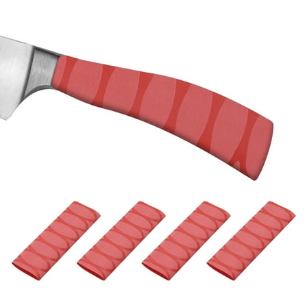 Uxcell Cutting Knife Handle Heat Shrink Sleeve 2.2"x4.9" Chef Cutter Non Slip Wrap, Red Oval Pattern, 4 Pack