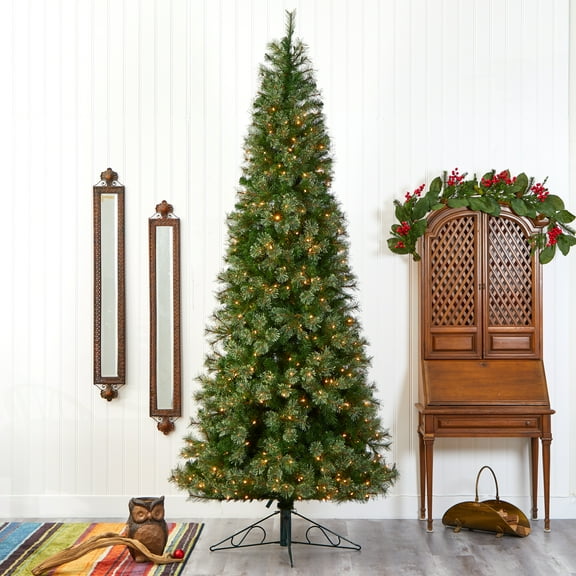Nearly Natural Green 10' Artificial Synthetic Cashmere Slim Christmas Tree