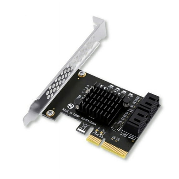 PCIE X4 to Card PCI-E Adapter PCI-E 3.0 to SATA3.0 Expansion Card 4Port III Add on Card for SSD HDD Mining