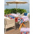 thumbnail image 5 of Outdoor Tablecloth with Umbrella Hole for Patio/Picnic/Party/Camping, 4th of July Waterproof Table Cloth Rectangle Table Cover Washable, Independence Day Floral Checkered Stars (60"x 120"), 5 of 9