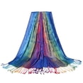 thumbnail image 2 of Clearance! Fdelink Womens Jacquard Cotton Scarf Colorful Ethnic Style Shawl Tassel Scarf, a Scarf (Blue), 2 of 4