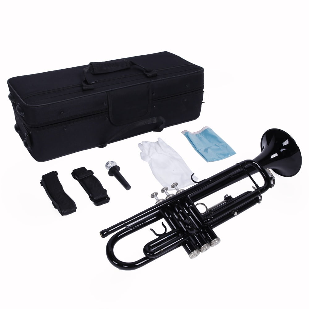 Lowestbest Brass Trumpet with 7C Mouthpiece for Standard Student or Beginner, Black