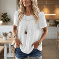 thumbnail image 7 of SOMER Boho Tops for Women Crewneck Short Sleeve Shirts Casual Chiffon Blouses Flowy Lace Trim Clothing Trendy 2026, 7 of 7