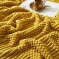 thumbnail image 5 of Fennco Styles Striped Knit Solid Fringe Throw Blanket 50" W x 60" L - Mustard Yellow Soft Textured Light Weight Blanket for Sofa, Couch, Living Room and Bedroom Décor, 5 of 9