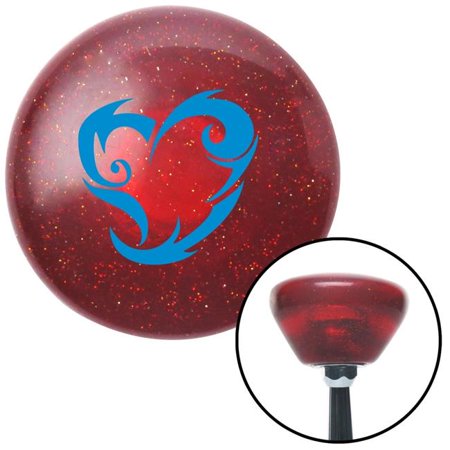 American Shifter Blue Scroll Art Heart Red Retro Metal Flake Shift Knob with M16 x 1.5 Insert Auto Brody