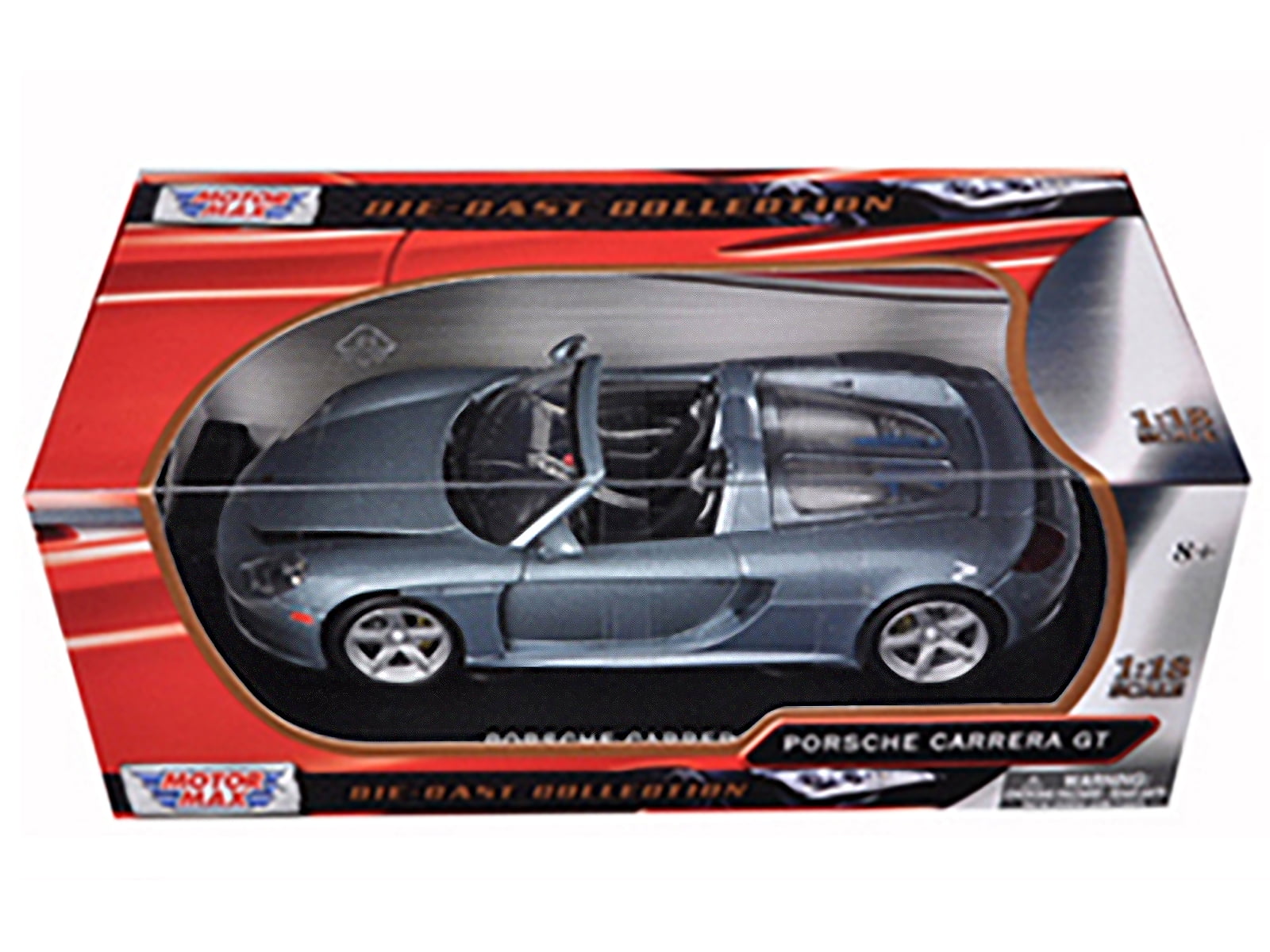 Porsche Carrera GT Silver with Black Interior 1/18 Diecast Model