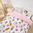 thumbnail image 2 of Erosebridal Cartoon Rabbit Queen Duvet Cover Set for Girls, Daisy Heart Carrot Bedding, White, Pink Reversible 3pcs, 1 Duvet Cover and 2 Pillowcases, No Comforter, 2 of 6