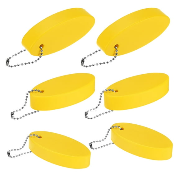 Uxcell 6-Pack Floating Key Chain for Boating, Waterproof Bright Color Key Rings for Outdoor Water Sport [Yellow]
