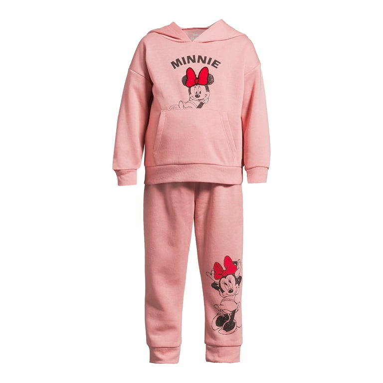 Disney Toddler Girls Minnie Mouse Bow Hoodie and Joggers Outfit Set 2 Piece Set Sizes 2T 4T