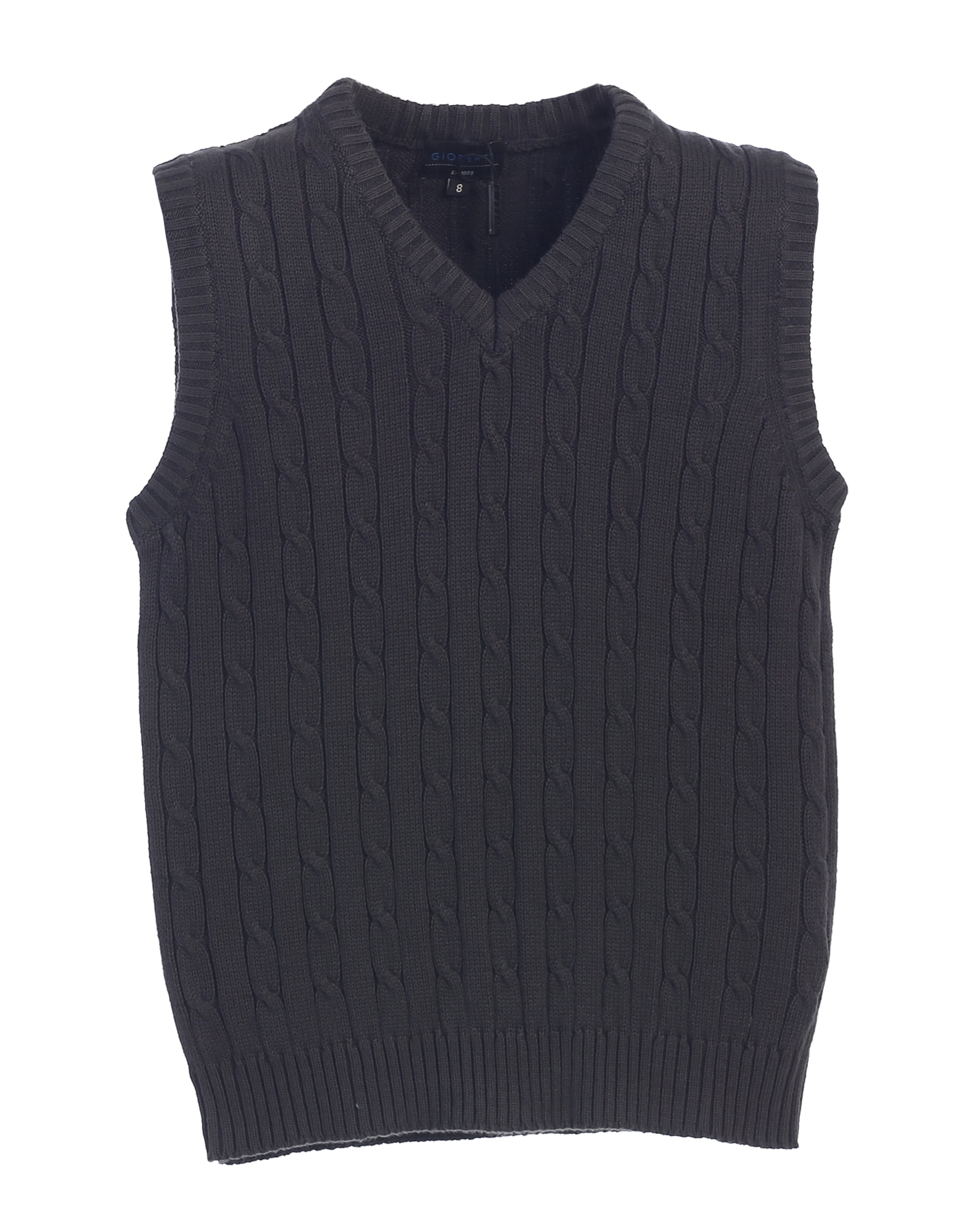 BOBOYOYO Boys Uniform Sweater Vest V-Neck Vests Twist Weave Cable Knit Sweater for Kids 5-12Y 