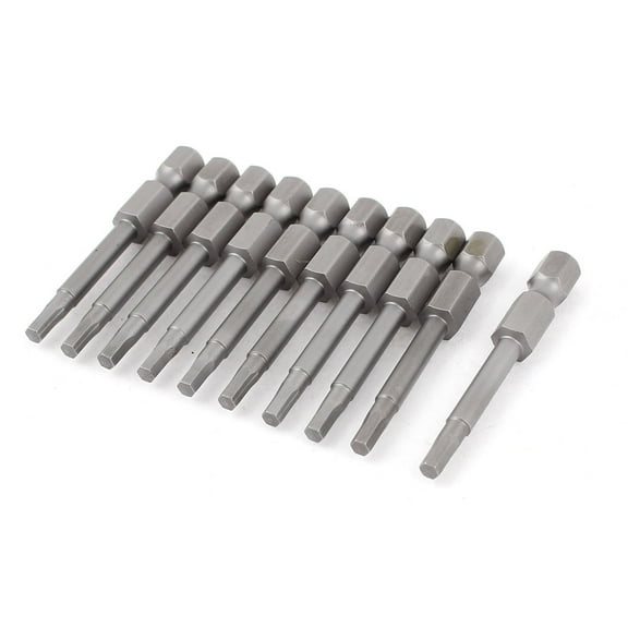 50mm Length 3mm H3 Hexagon Magnetic Insert Screwdriver Bits 10 Pcs