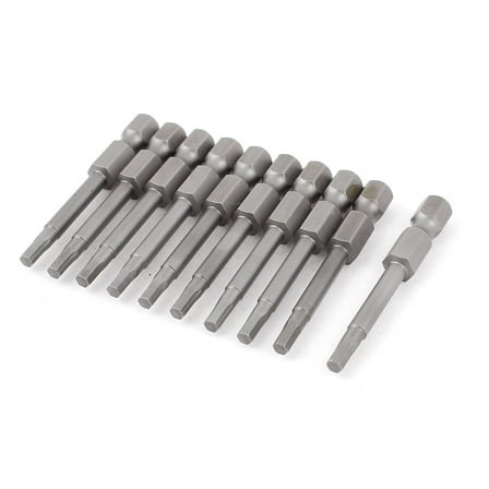 50mm Length 3mm H3 Hexagon Magnetic Insert Screwdriver Bits 10 Pcs