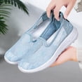 thumbnail image 5 of IEMIEMIEM Sneakers for Women 2026 Fashion Embroidery Floral Mesh Air Comfort Chunky Sole Hidden High Heels Slip On Loafers Breathable Walking Work Shoes with Arch Support Blue 7 Wide, 5 of 10