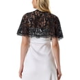 thumbnail image 3 of Unique Bargains Cape en Dentelle pour Femmes Robe de Soirée Boléro de Mariage Châles Noir S, 3 of 4