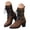 Brown, variant on JHOKCI Womens Leopard Print Boots for Fall Winter, Pointed Toe Ankle Boots with Buckle Strap, Soft Textured Upper, Chunky Heel