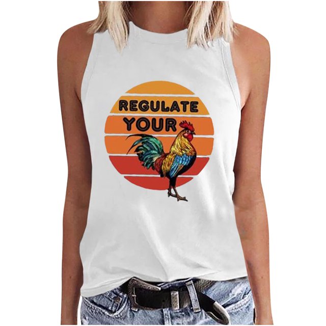Moda Casual mujer sin mangas impreso damas cuello redondo Tank Tops chaleco camiseta Fridja gh4533