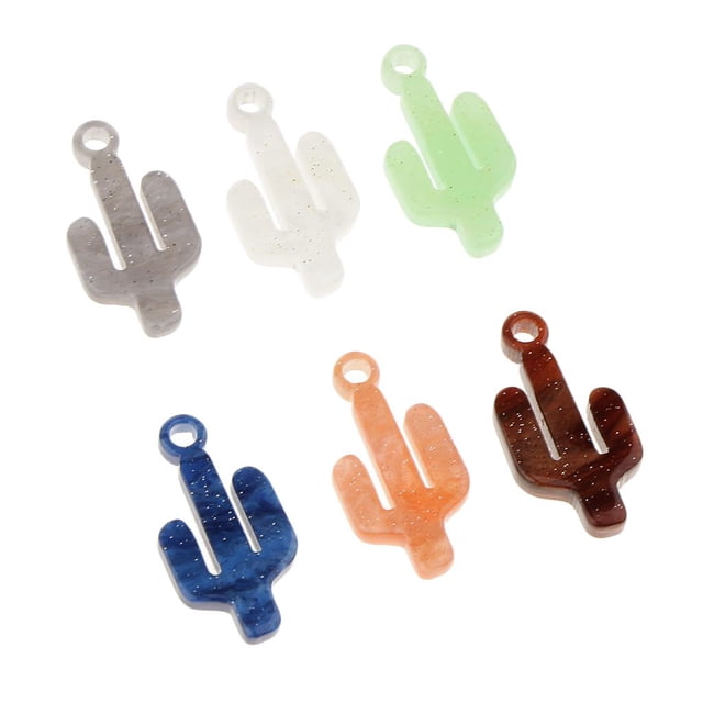 Colgante de Acrílico perfecl Forma Cactus Color accesorios para Collar DIY Bricolaje 6 piezas