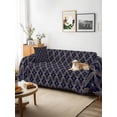 thumbnail image 3 of Navy Blue Geometric Couch Cover for 2 Cushion Couch, Brown Modern Abstract Art Aesthetics Washable Love Seat Sofa Covers Slipcover, Throw Sofa Covers for Pets, Furniture Protector 71"x102", 3 of 9
