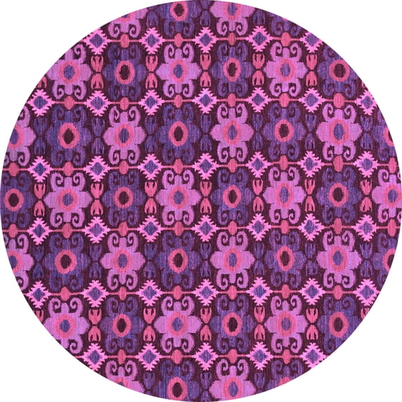 Ahgly Company Indoor Round Abstract Purple Modern Area Rugs, 4' Round