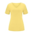 thumbnail image 4 of Pimfylm Womens Cap Sleeve Crop Tops Cotton V Neck T Shirt Boxy Loose Fit Short Sleeves Tee Summer Fashion Clothes 2025 Yellow, XL, 4 of 7