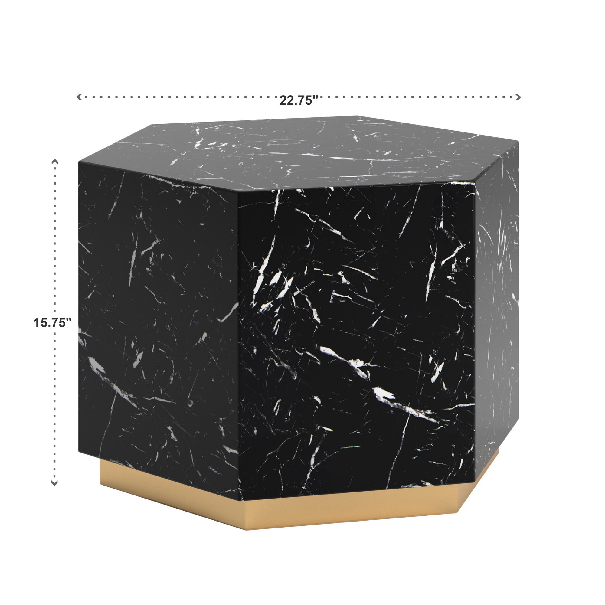 Weston Home Declan Faux Marble Coffee Table, Black, Hexagon