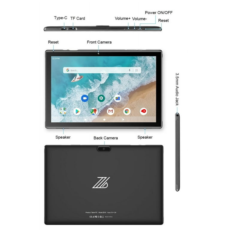 PRITOM Android Tablet 10 inch, M10, 2 GB RAM, 32 GB Android 10.0 Tablet,  10.1 inch IPS HD Display, GPS, FM, Quad-Core Processor, Wi-Fi (M10 Black)