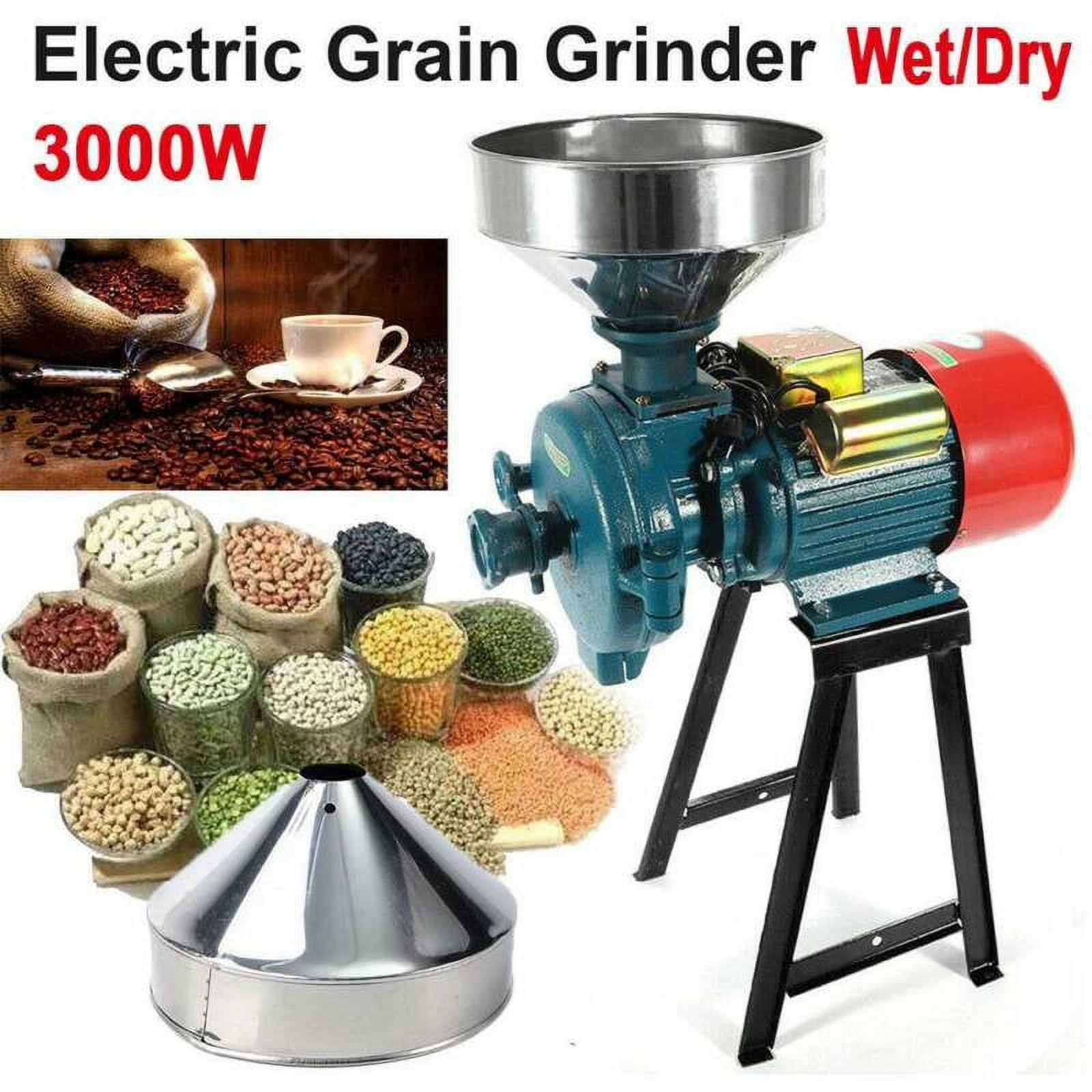 Jacgood 110V 3000W Electric Grain Mill Grinder Corn Grinder, Dry Corn Grain Rice Wheat Feed Grinding Machine with Funnel