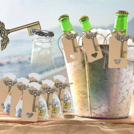 

Opolski 50 Set Manual Bottle Opener with Tags Elegant Reusable Retro Vintage Angel Wings Beer Opener Party Favors