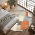 thumbnail image 3 of Burnt Orange Grey Round Rugs 4ft, Oil Painting Modern Abstract Art Non Slip Washable Rug Runner, Low Pile Indoor Floor Carpet Mat Bathroom Rugs for Living Room, Bedroom, Kids Room, 3 of 9