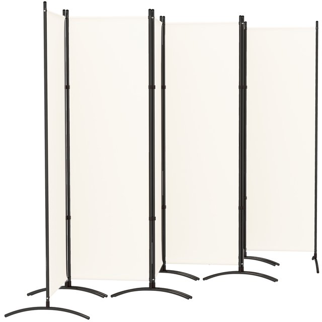 CoSoTower 6 Panel Folding Room Divider, UV30+ Privacy Screen, Indoor Outdoor Privacy Panel with Stable Base, Beige