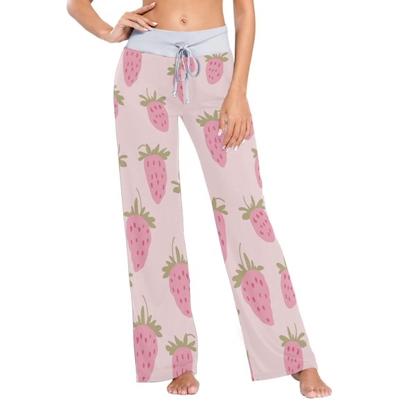 GZHJMY Women's Pajama Pants Strawberry Pattern Comfy Stretch Sleepwear Essentials womens Lightweight Lounge Terry Pajama Pant, X-Small