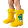 thumbnail image 3 of Zefriona Rain Boots for Boys Girls Elastic Cuff Dinosaur Design Waterproof Slip Resistant Short Top PVC Rain Shoes for Toddlers & Kids Yellow Size 8.5 Toddler, 3 of 10