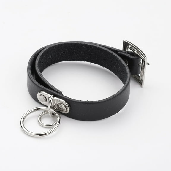 Punk Rock Style Cowhide Leather Choker Necklaces with Iron Clasps Black 15.9 inch(40.5cm)