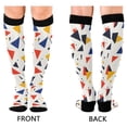 thumbnail image 4 of FORMRS Womens Knee High Socks Casual Long Thick Travel Daily Wear, 2 Pairs, White Geometric, 4 of 6