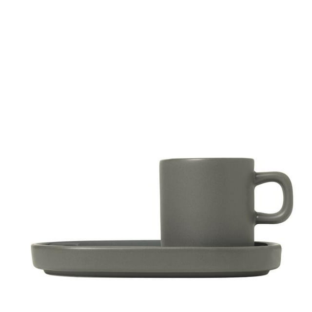 Blomus Pilar Tasses à Espresso avec Plateaux, Étain, Ensemble de 2