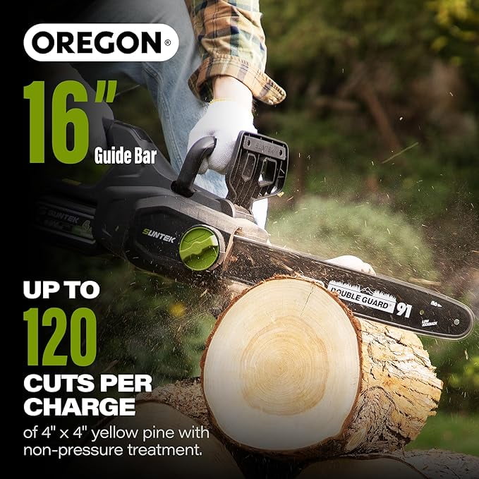 SUNTEK 40V 16-Inch Cordless Chainsaw with SmartView Display, 4.0Ah Battery and Charger
