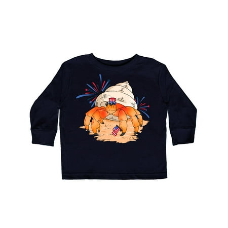 

Inktastic 4th of July Hermit Crab with Flag and Fireworks Gift Toddler Boy or Toddler Girl Long Sleeve T-Shirt