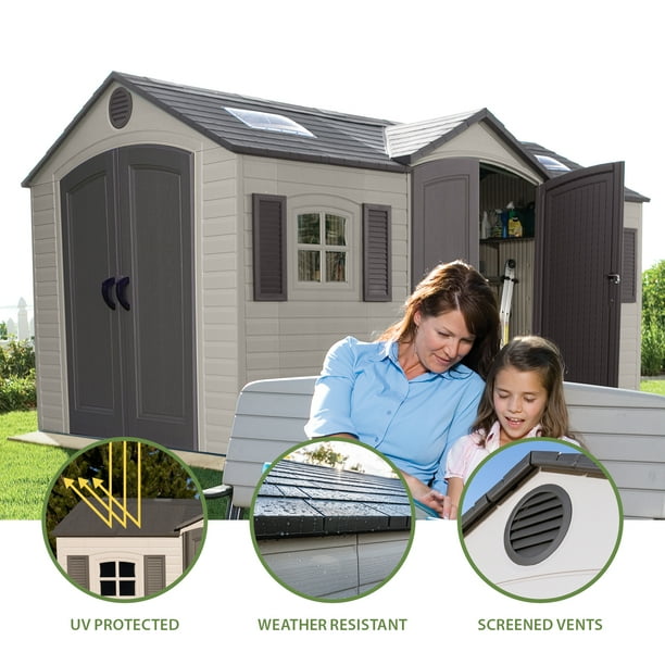 Lifetime Outdoor Utility Garden Polyethylene Storage Shed, 15x8 ft