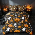 thumbnail image 2 of Homewish Halloween Pumpkin Ghost Twin Bedding, Witch Hat Bat Bedding Comforter Set, Black Orange, Black Reversible 7pcs, 2 of 7