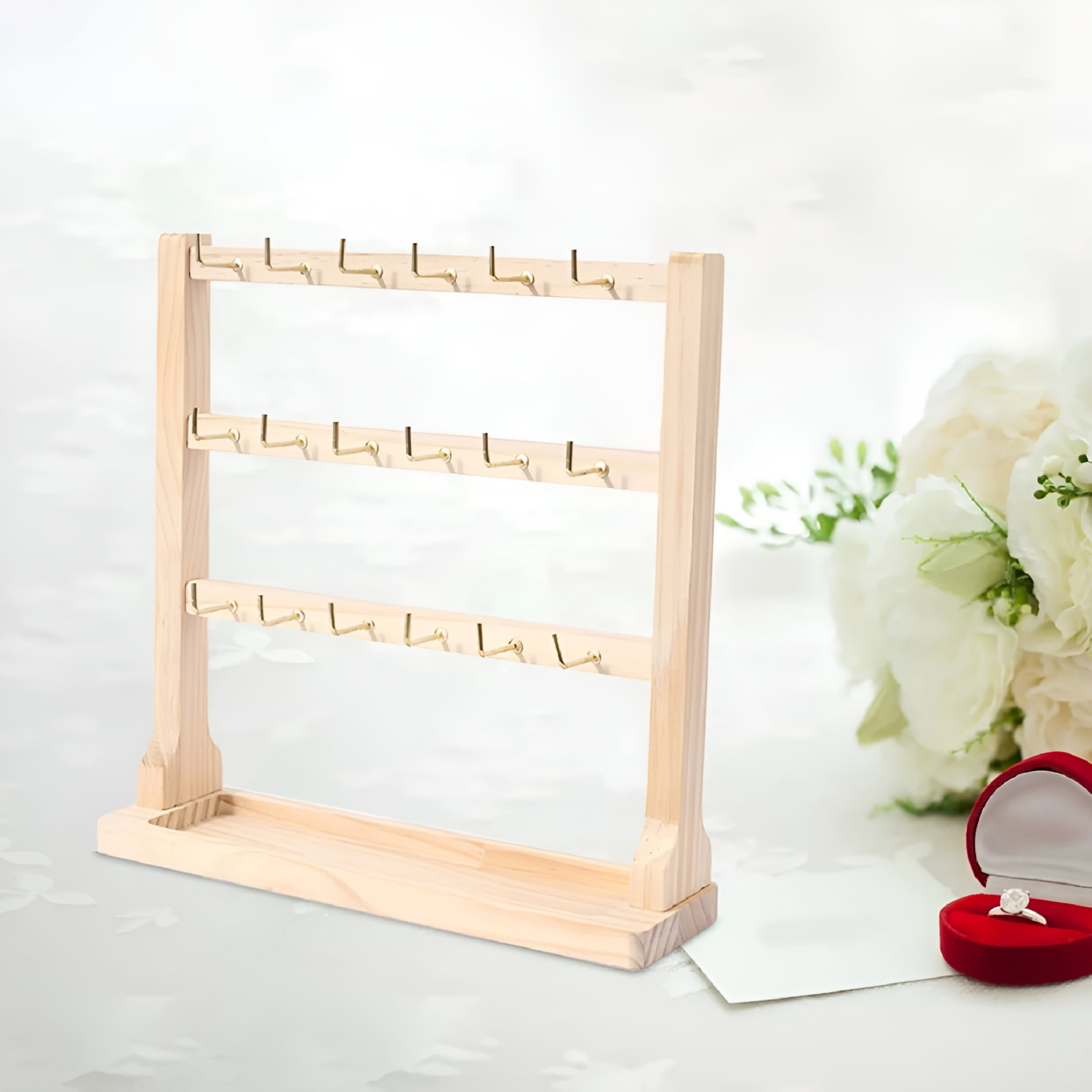 XIBUFE Elegant Key Holder Organizers Rack Personalized Keychain Storage Stand Holder Delicate Wood Key Rings Organizers Hanging Jewelry Organizer