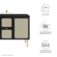thumbnail image 2 of Single Sink Vanity Cabinet, Black, Wood, Hotel Bedroom Bathroom, Modern Contemporary HB36429, 2 of 15