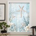 thumbnail image 4 of Teal Ocean Coastal Semi Sheer Curtains Drapes for Living Room,Bedroom,French Doors Window 96 Inches Long,Summer Beach Nautical Coral Starfish Rod Pocket Chiffon Curtain Drapery Voile Draperies Panel, 4 of 6