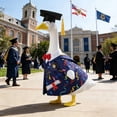 thumbnail image 5 of Graduation Goose Outfit - Festive Porch Decor Clothing for Plastic/Cement Geese, Graduation Theme Dress to Celebrate School Milestones, Durable Fabric Outfit for Outdoor Ambiance, 23in, A, 5 of 8