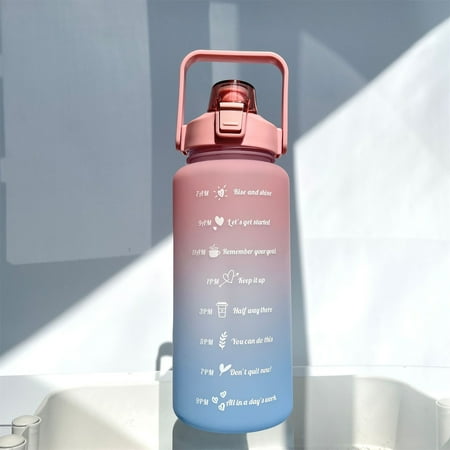 

Stay Hydrated Like A Boss! HIMIWAY Outdoor Fitness Water Bottle 2L Large-Capacity Water Bottle with Bounce Cover Time Scale Reminder Leak-Proof Frosted Cup Outdoor Sports and Fitness
